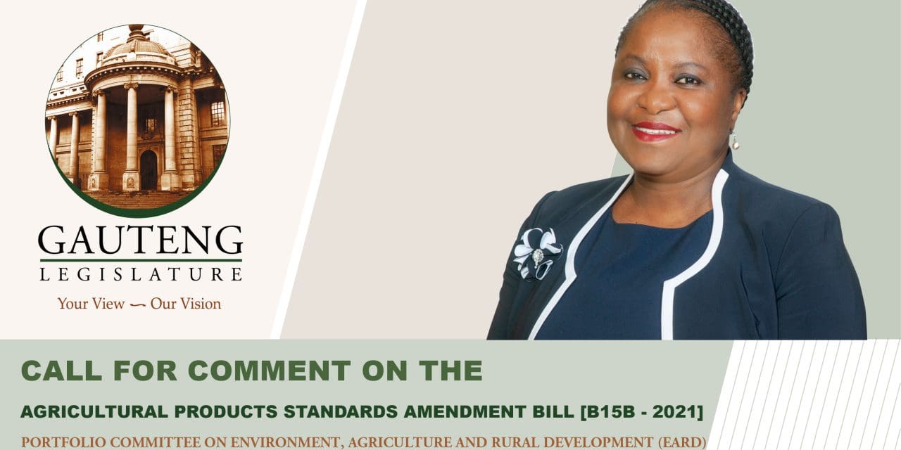 AGRICULTURAL PRODUCT STANDARDS AMENDMENT BILL [B15B-2021]