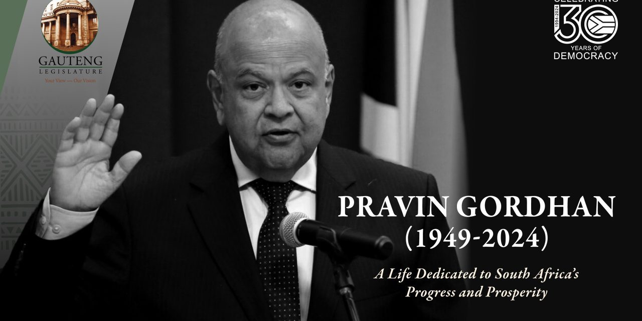 Tribute to Former Minister Pravin Gordhan by the Speaker of the Gauteng Provincial Legislature (GPL), Hon Morakane Mosupyoe, 13th September 2024.