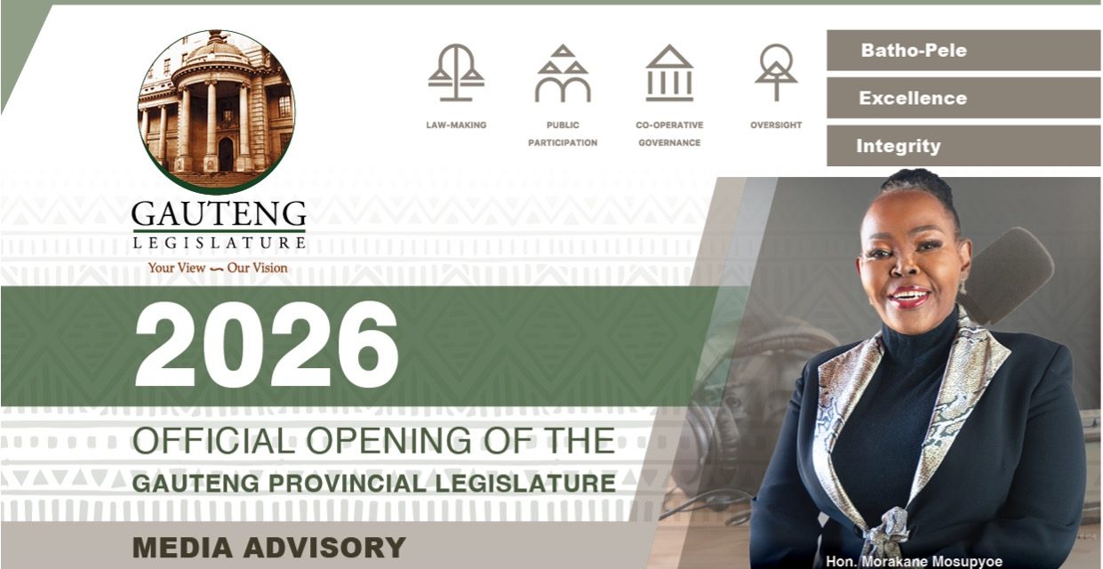 GAUTENG PROVINCIAL LEGISLATURE CONVENES FOR SOPA DEBATE AND PREMIER’S REPLY