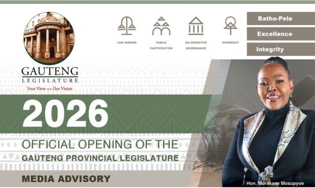 GAUTENG PROVINCIAL LEGISLATURE CONVENES FOR SOPA DEBATE AND PREMIER’S REPLY